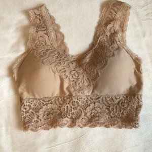 tan lace bralette